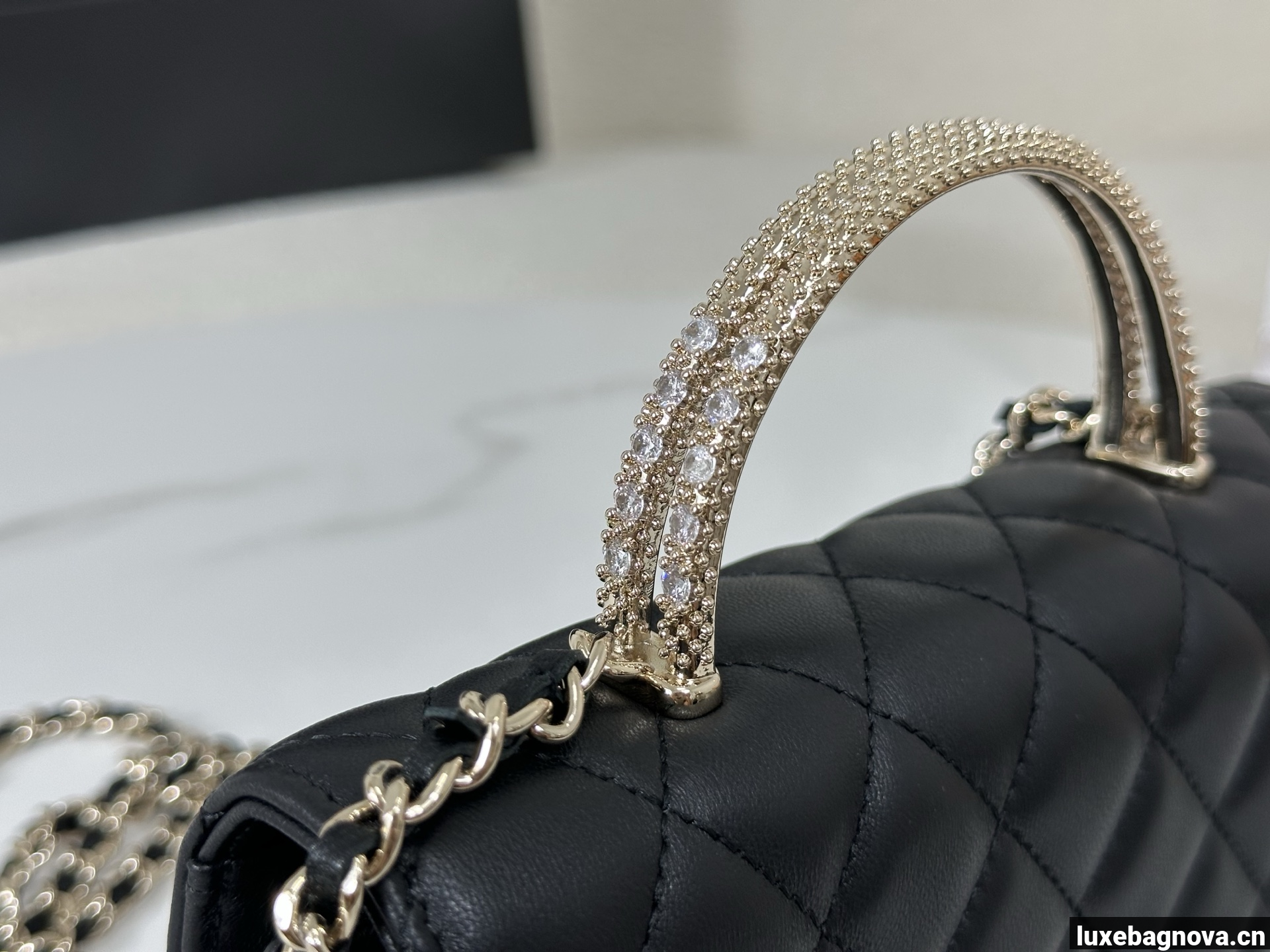 Chanel Lambskin Quilted Pick Me Up Wallet On Chain WOC Black