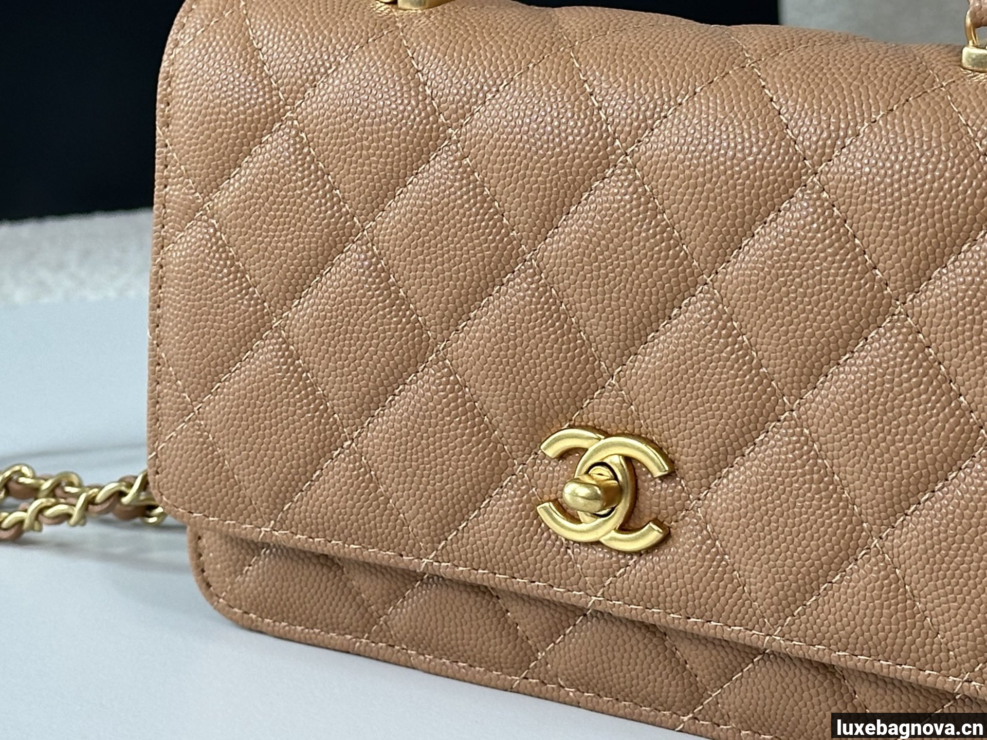 Chanel Caviar Quilted Wallet On Chain WOC Beige