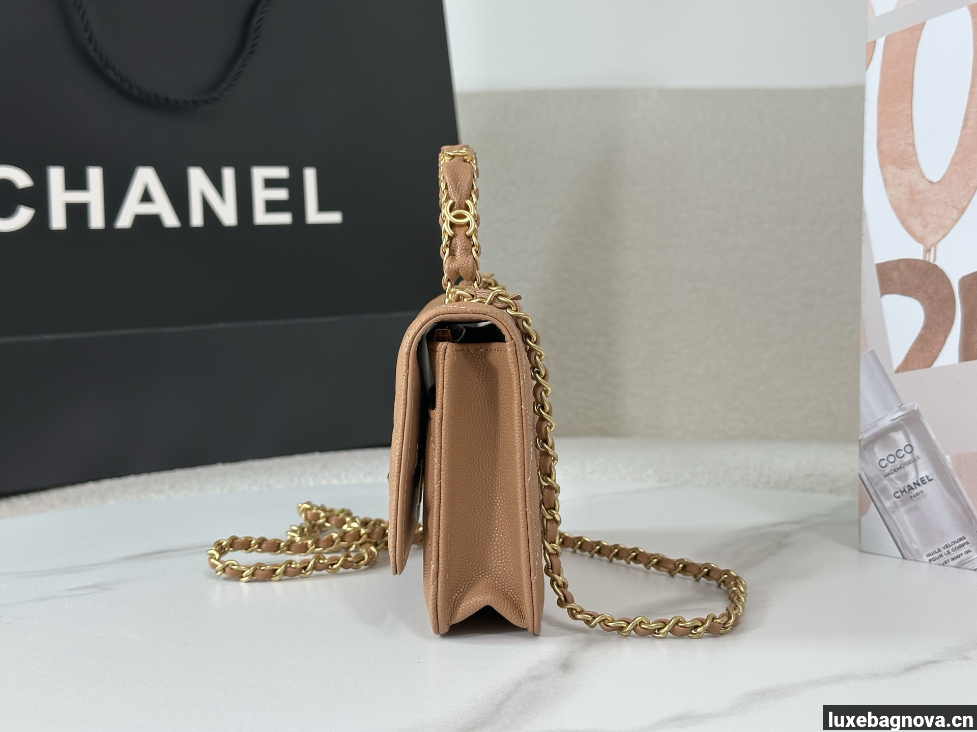 Chanel Caviar Quilted Wallet On Chain WOC Beige