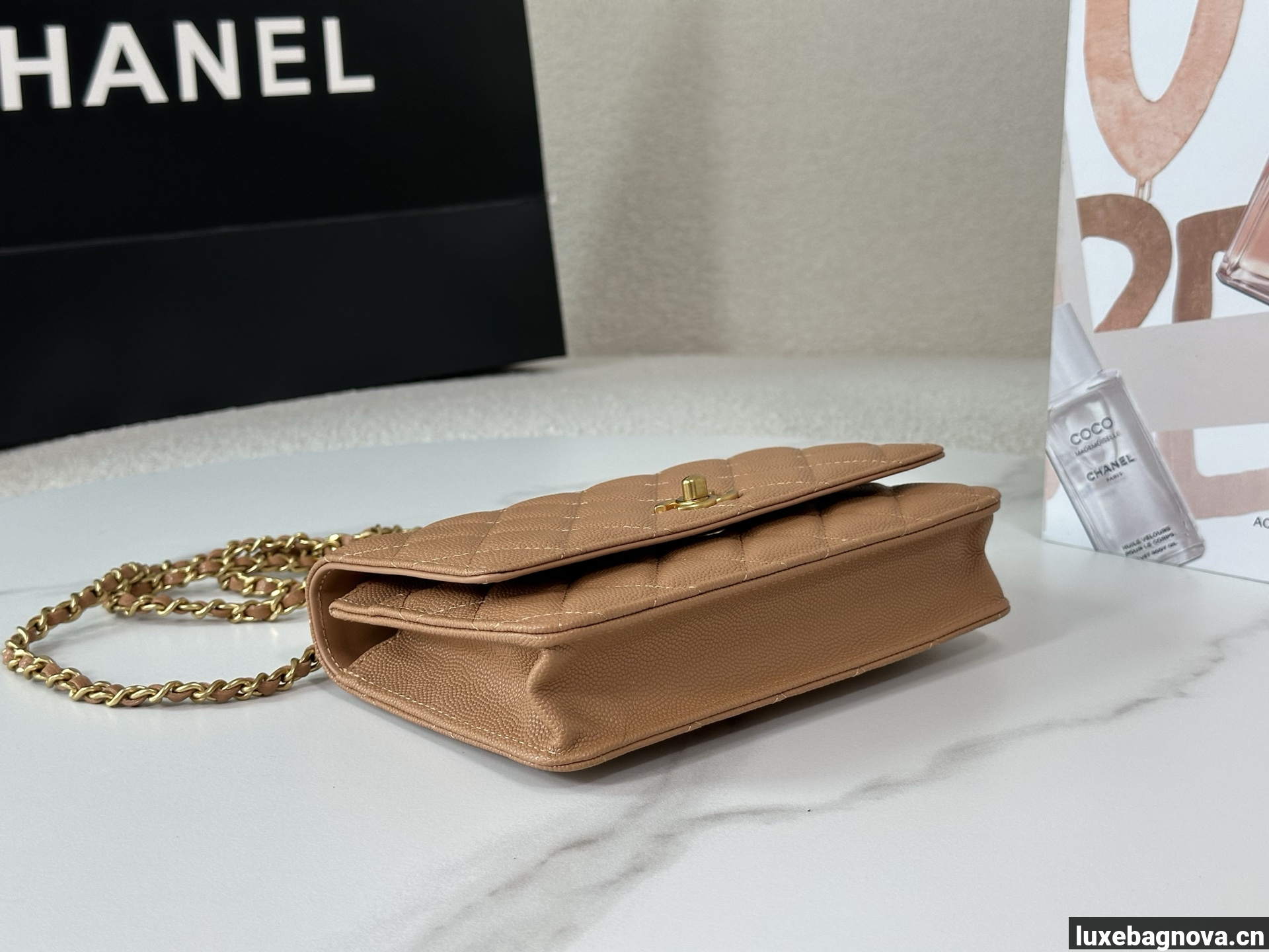 Chanel Caviar Quilted Wallet On Chain WOC Beige