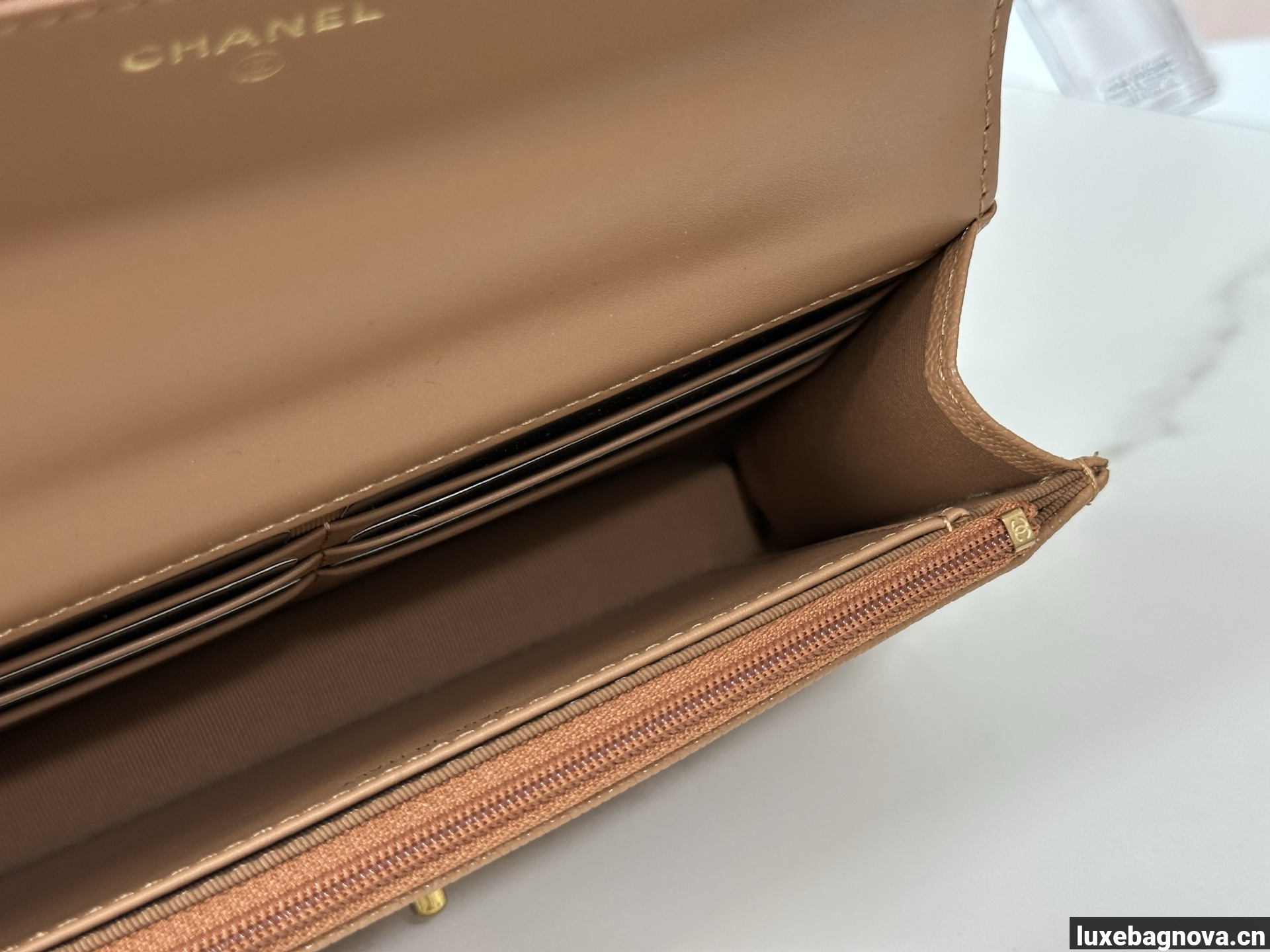 Chanel Caviar Quilted Wallet On Chain WOC Beige