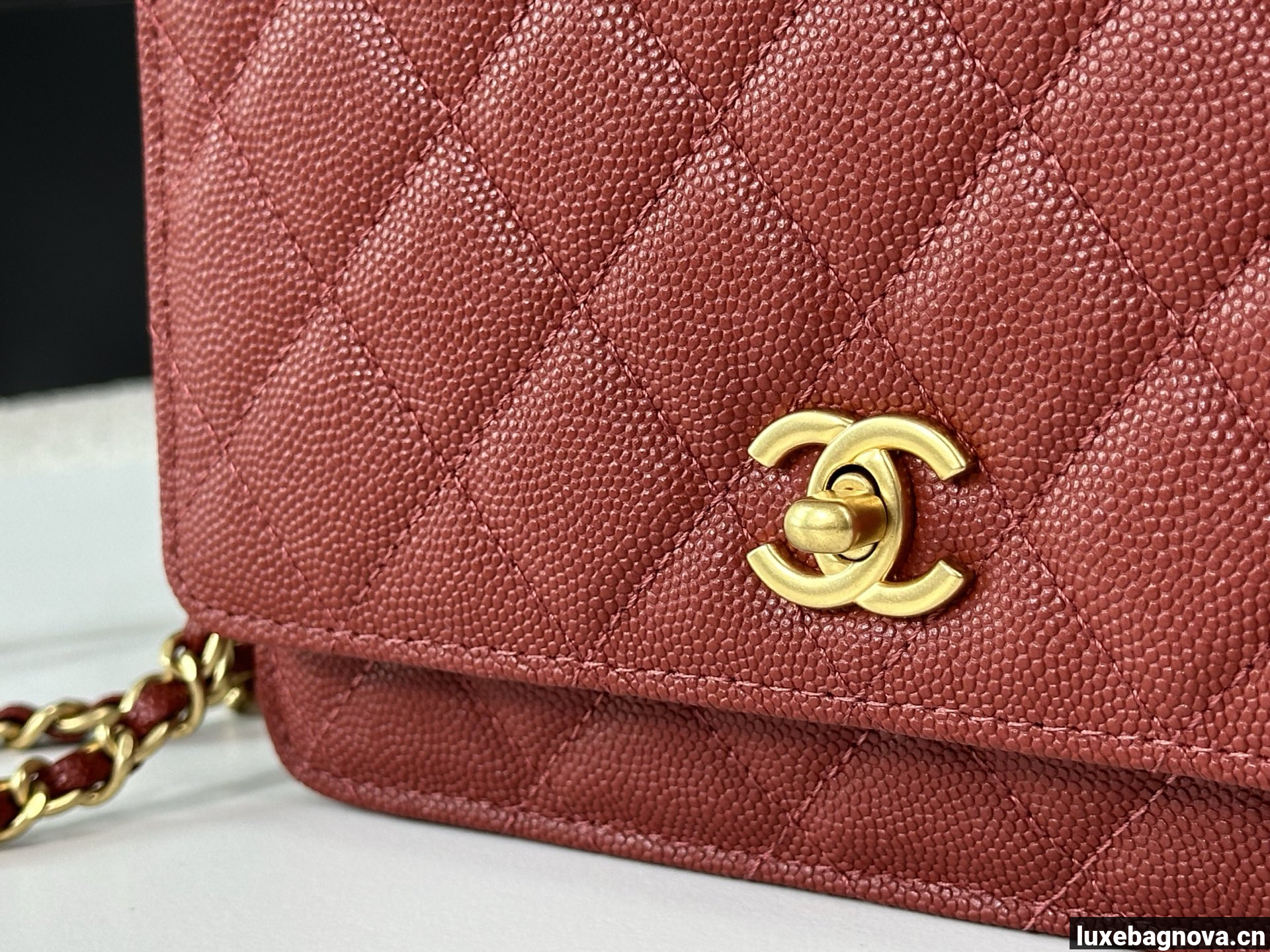Chanel Caviar Quilted Wallet On Chain WOC Burgundy