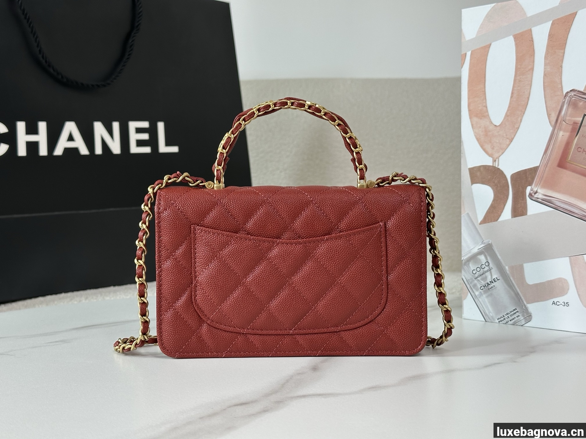 Chanel Caviar Quilted Wallet On Chain WOC Burgundy