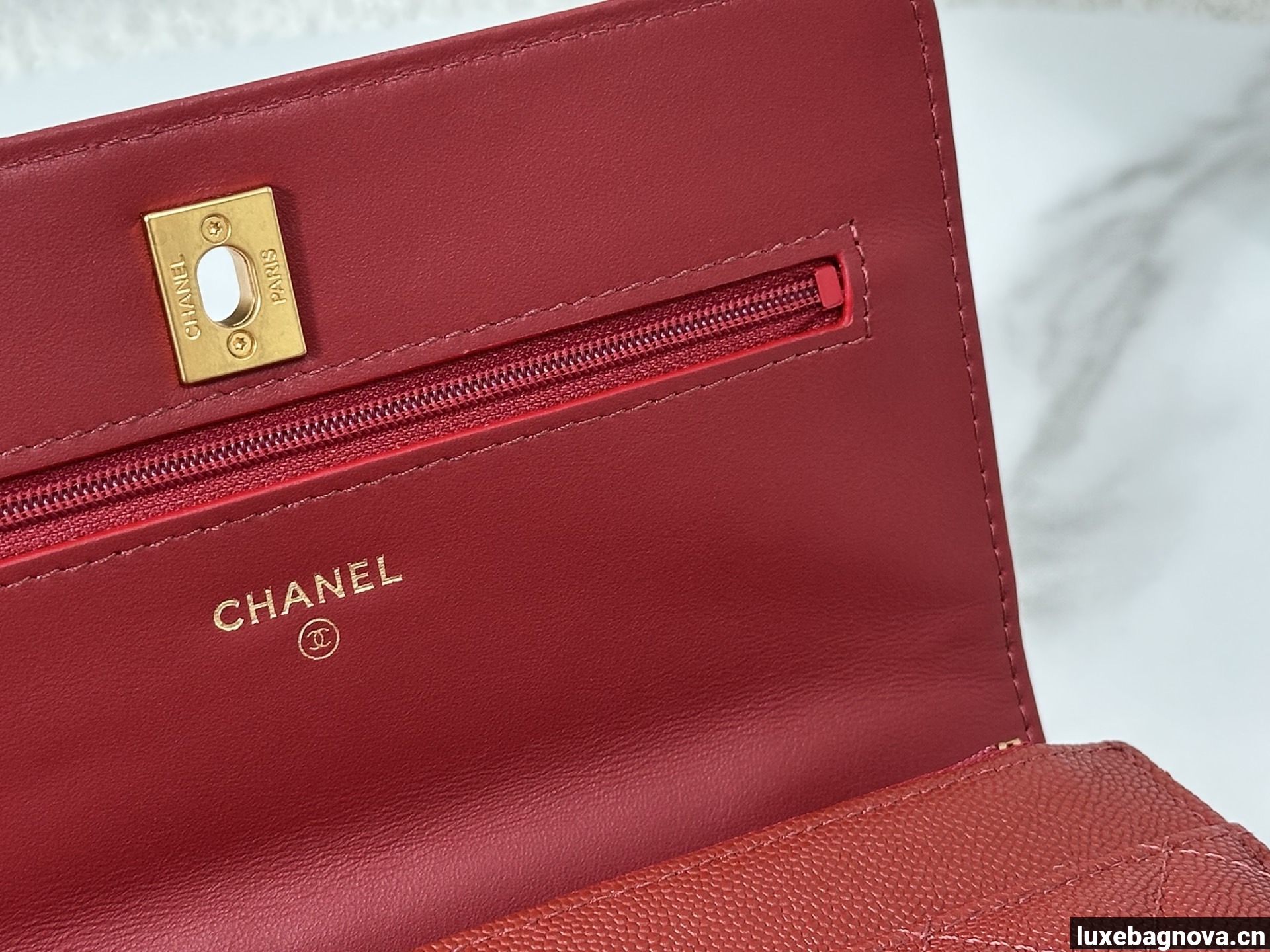 Chanel Caviar Quilted Wallet On Chain WOC Burgundy