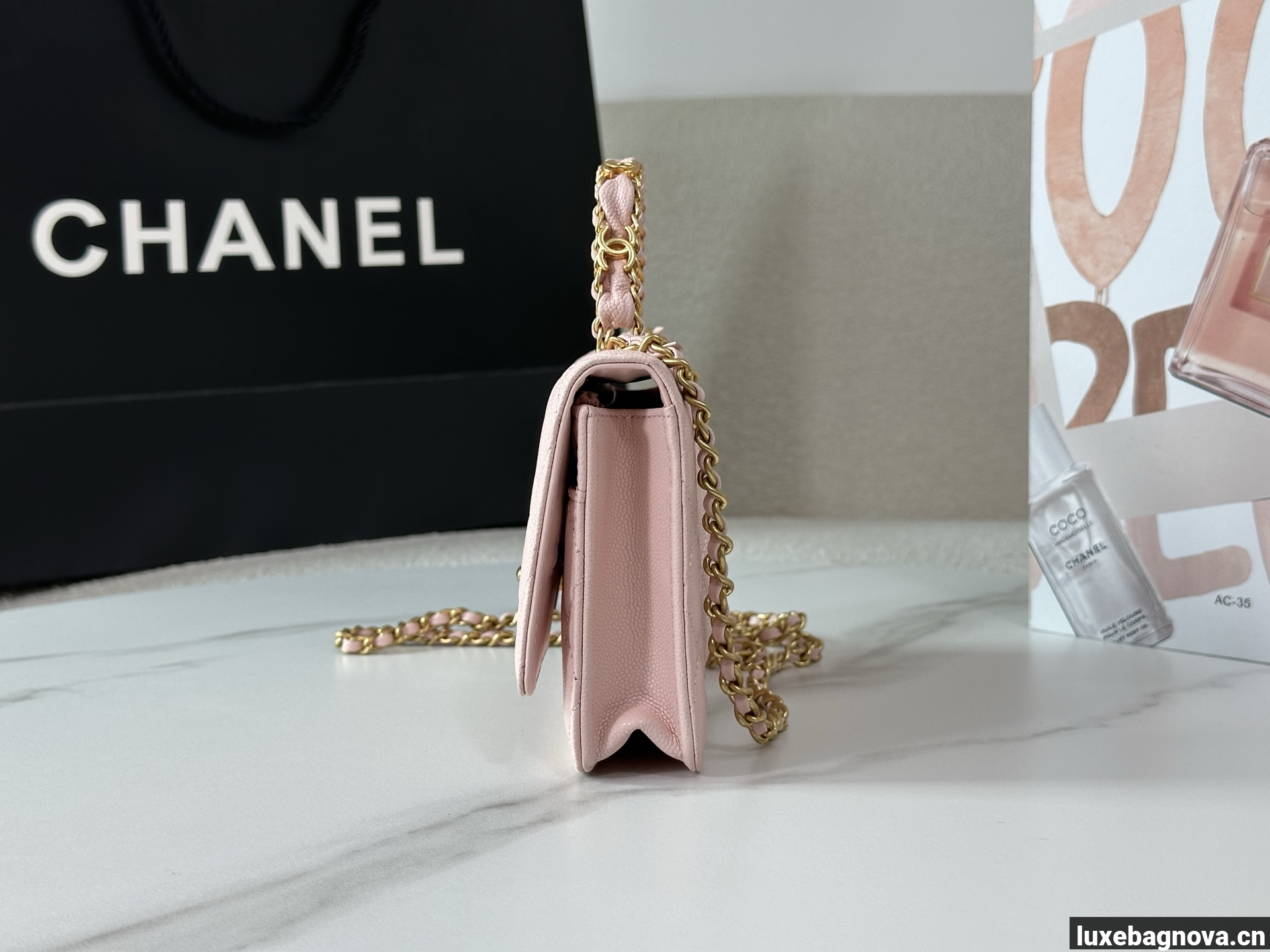 Chanel Caviar Quilted Wallet On Chain WOC Pink