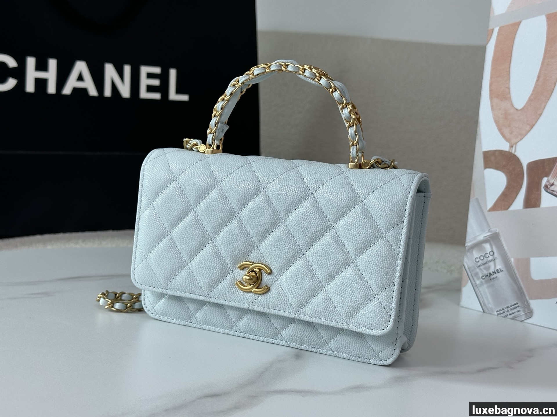 Chanel Caviar Quilted Wallet On Chain WOC White
