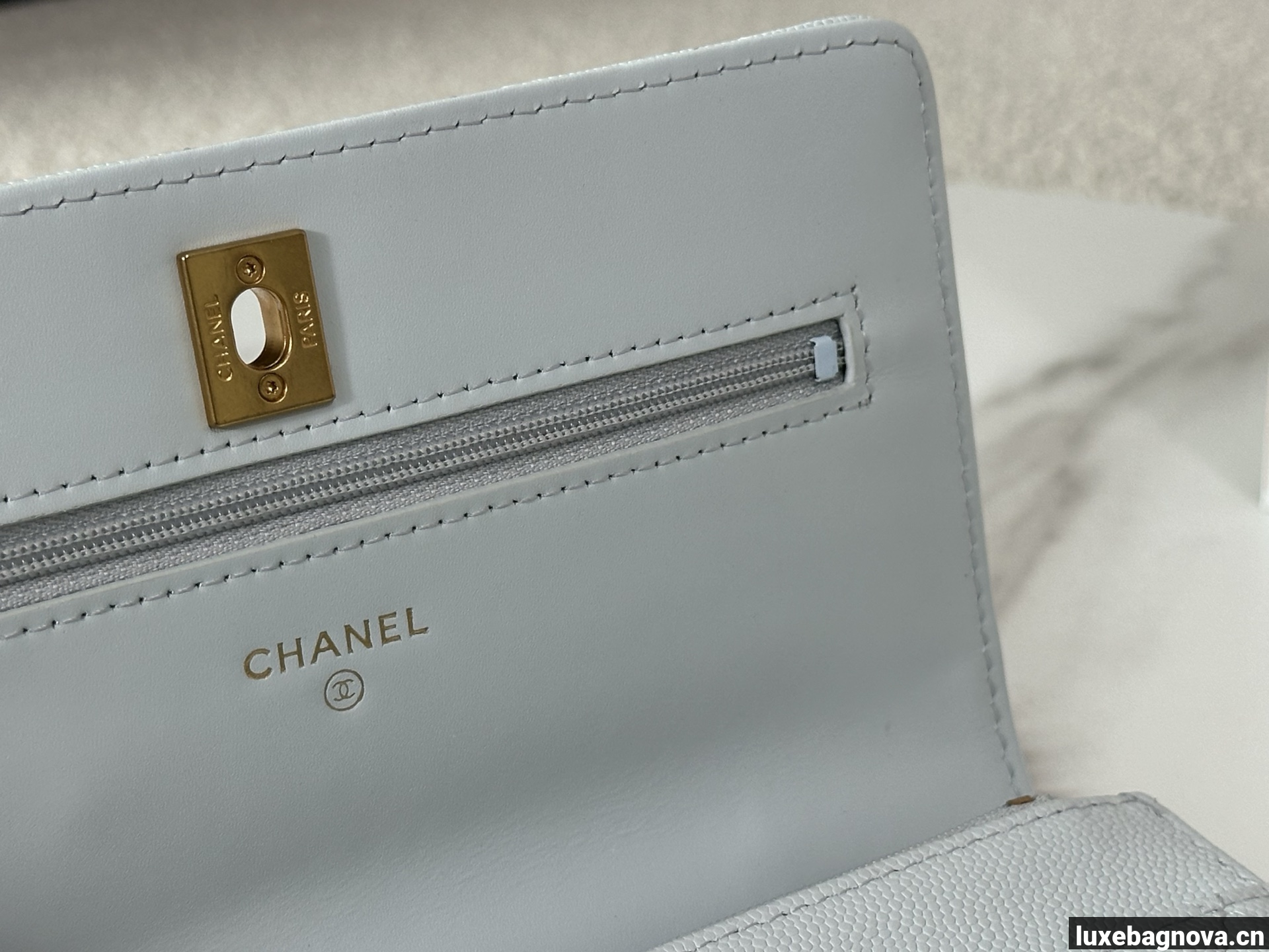 Chanel Caviar Quilted Wallet On Chain WOC White
