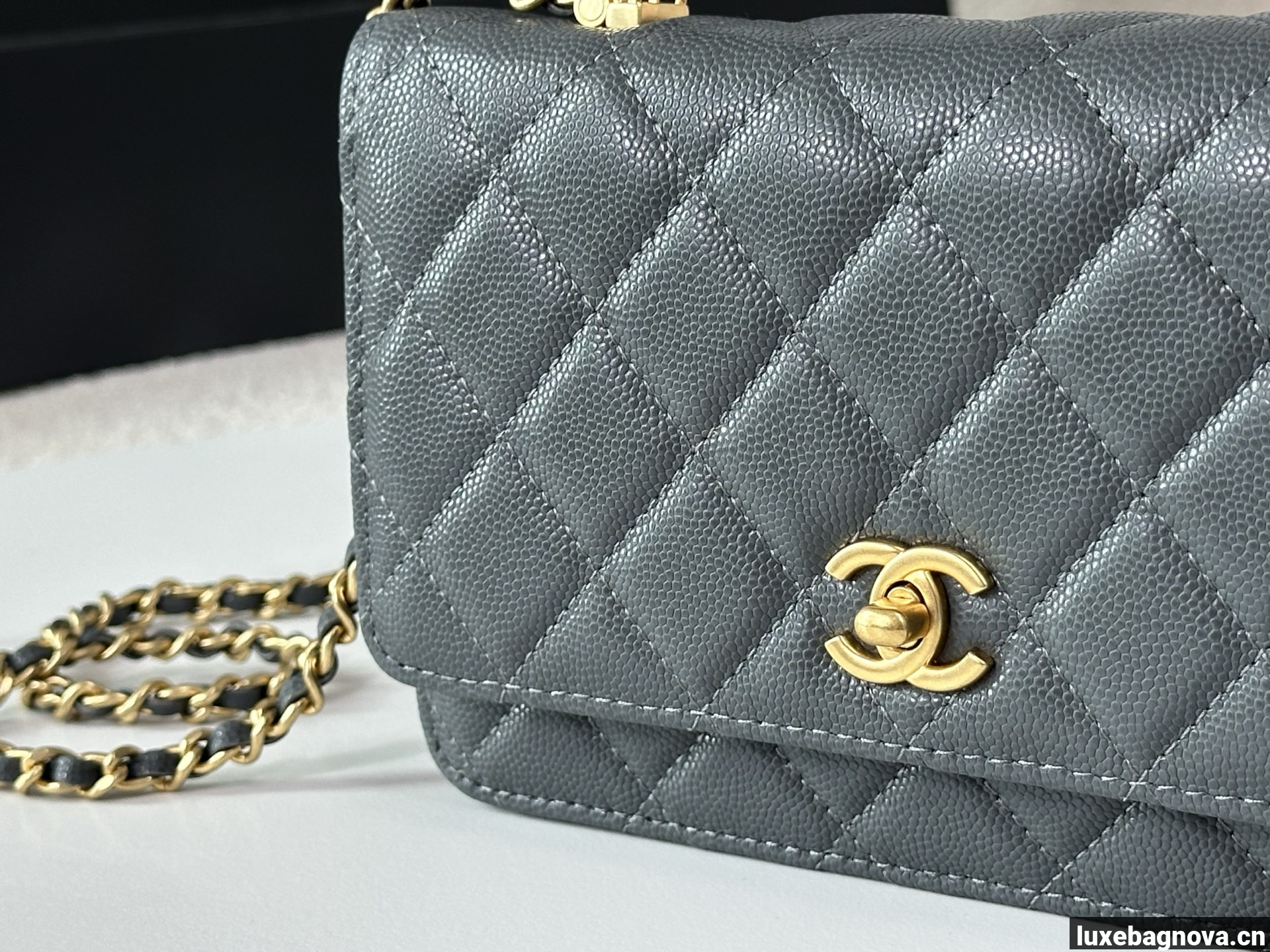 Chanel Caviar Quilted Wallet On Chain WOC Grey