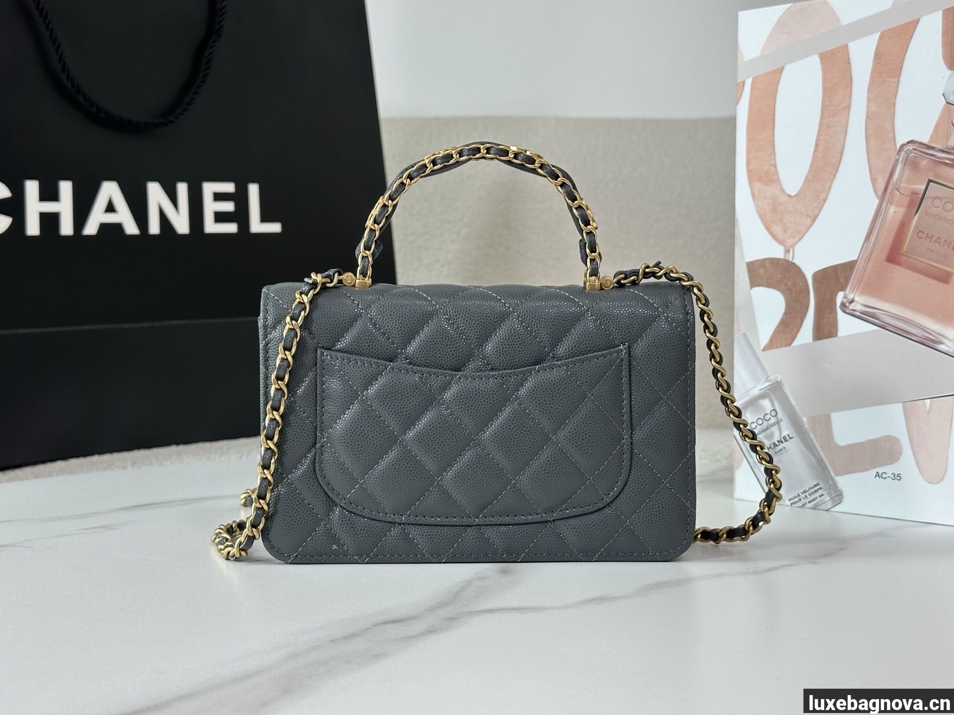 Chanel Caviar Quilted Wallet On Chain WOC Grey