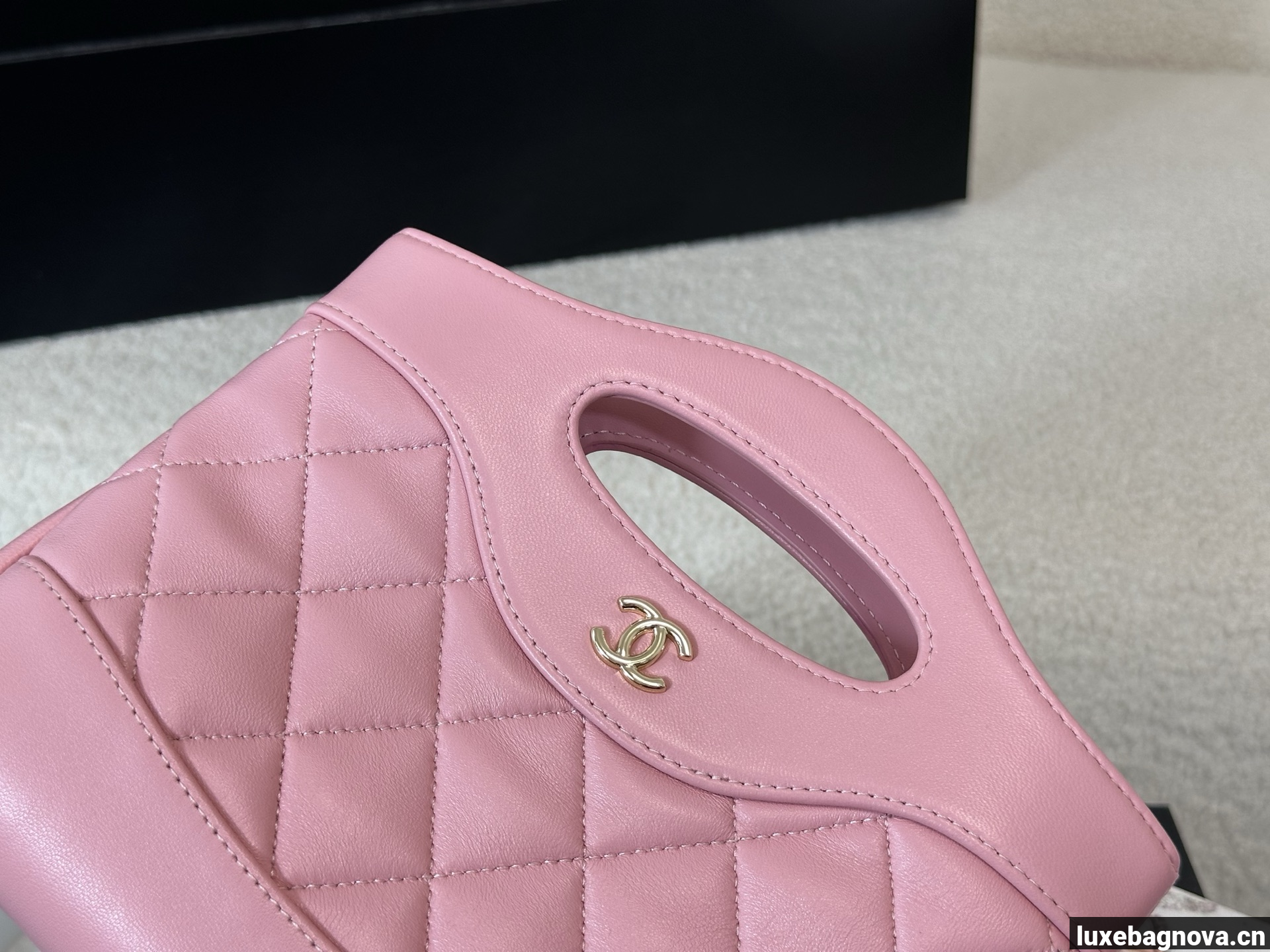 Chanel Pink quilted leather mini tote bag with chain shoulder strap