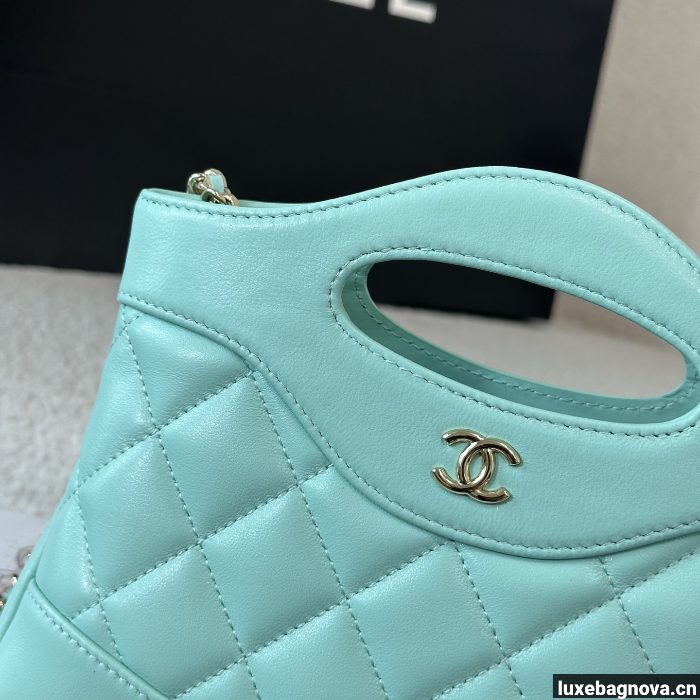 Chanel Green quilted leather mini tote bag with chain shoulder strap