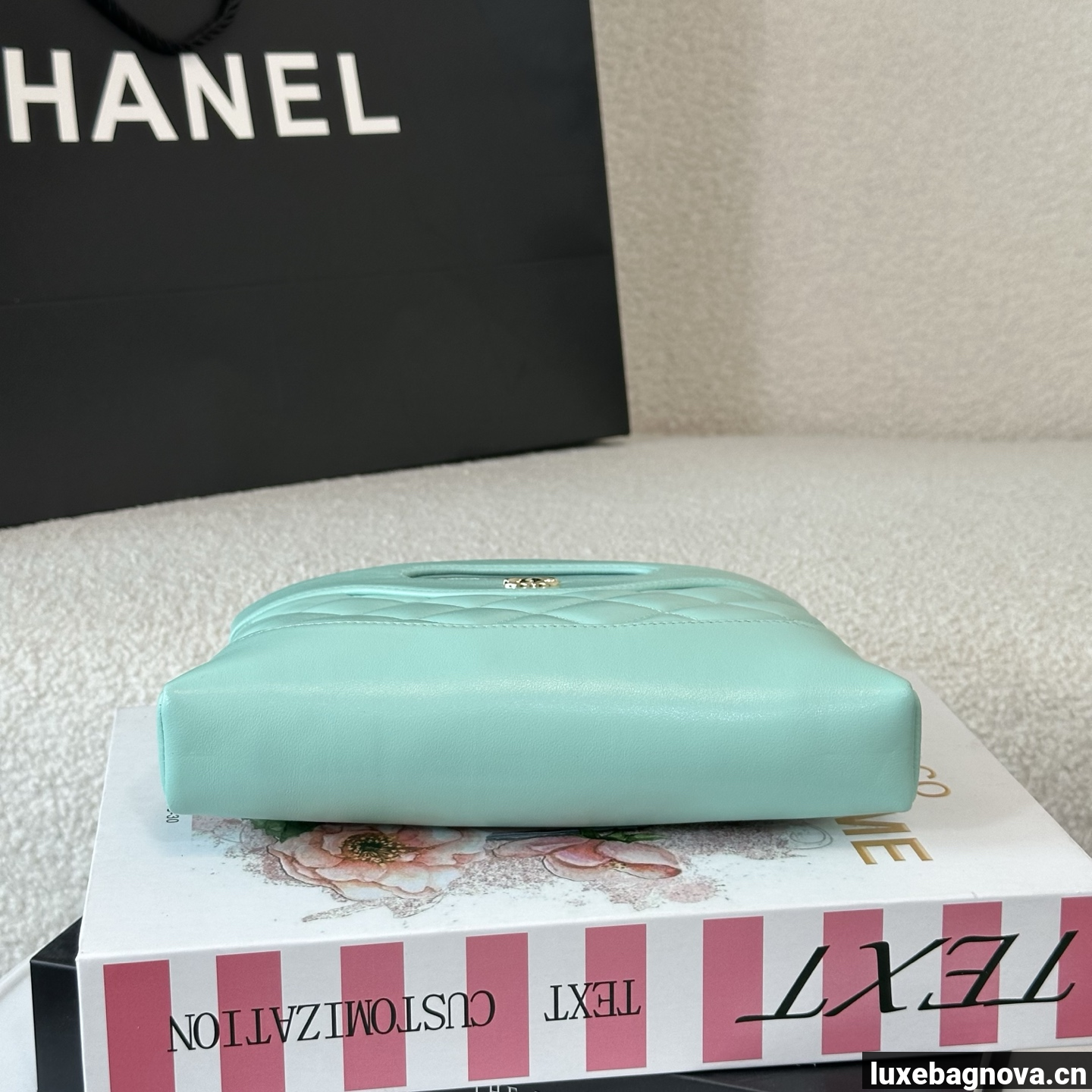 Chanel Green quilted leather mini tote bag with chain shoulder strap