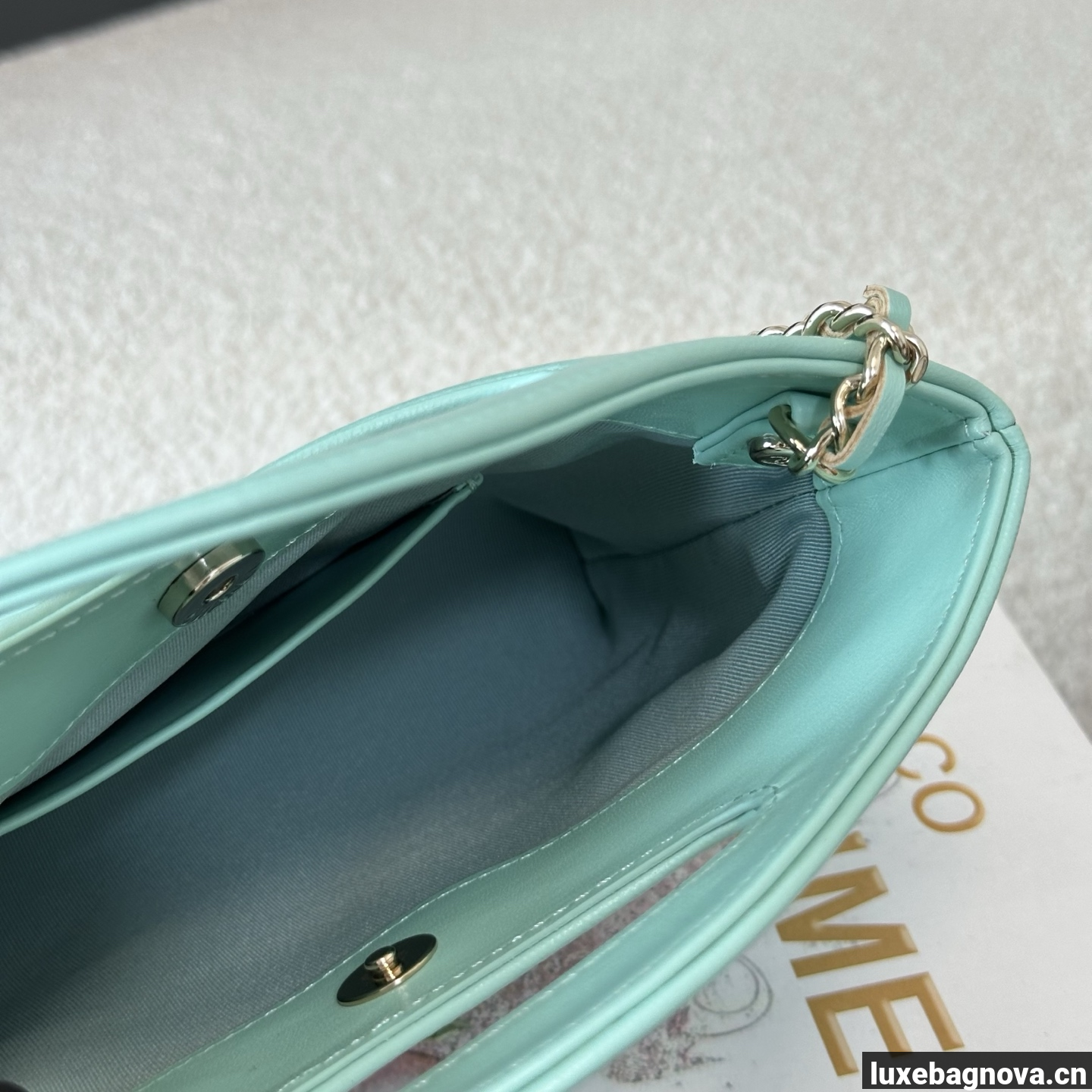 Chanel Green quilted leather mini tote bag with chain shoulder strap