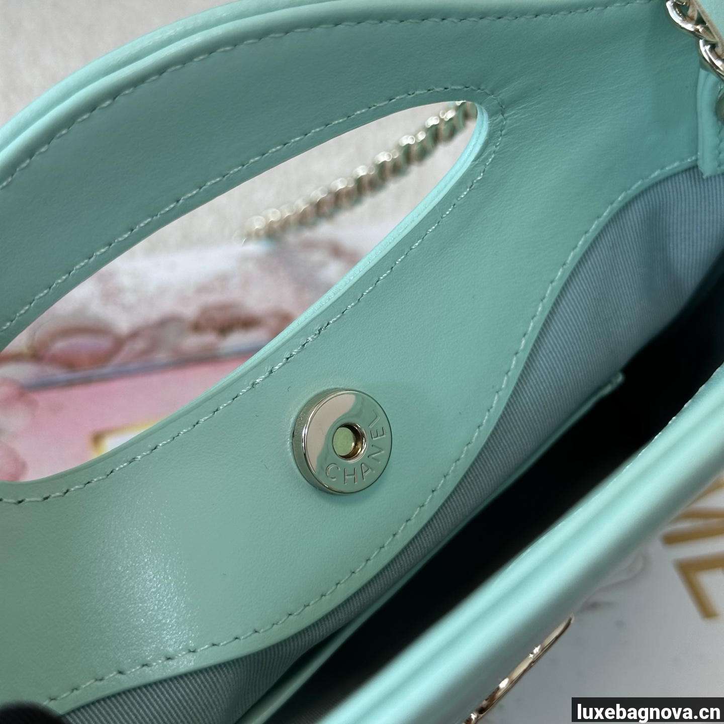 Chanel Green quilted leather mini tote bag with chain shoulder strap