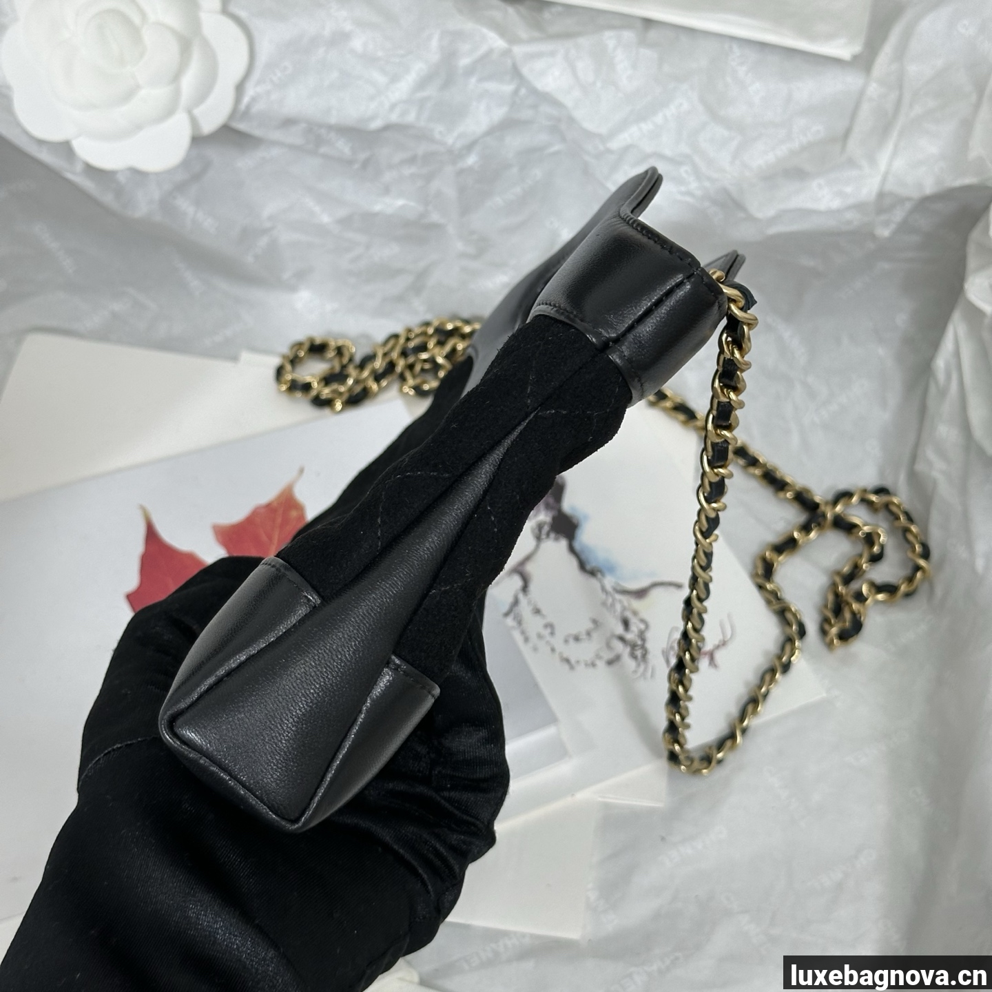 Chanel Black quilted leather mini tote bag with chain shoulder strap