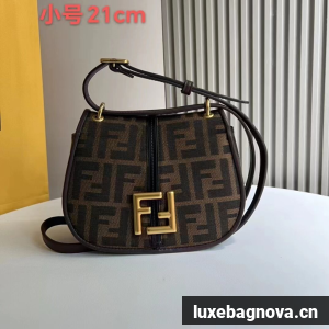 Fendi Cmon Mini Brown FF jacquard fabric and leather bag 8BS082