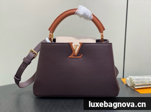 Louis Vuitton Capucines BB M12345 Chocolate & Quartz & Tan