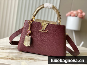Louis Vuitton Capucines BB M89369 Grenat Red&gold Snake skin