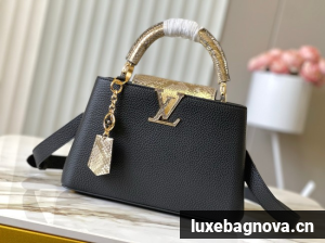 Louis Vuitton Capucines BB M89369 black&gold Snake skin