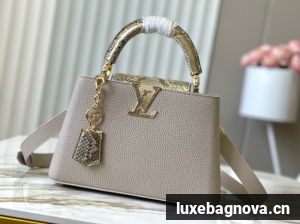 Louis Vuitton Capucines BB M89369 light gray&gold Snake skin