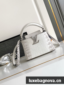Louis Vuitton Capucines MINI M84713 light gray&crystal