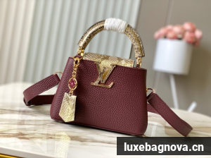 Louis Vuitton Capucines Mini M89369 Grenat Red&gold Snake skin