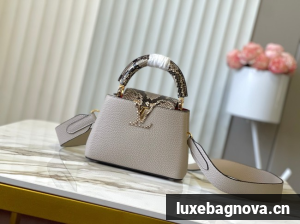 Louis Vuitton Capucines Mini M89369 light gray&gray Snake skin