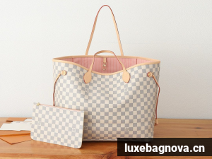 Louis Vuitton Damier Ebene Original NEVERFULL MM N40601 White&Pink