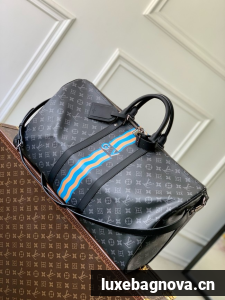 Louis Vuitton Keepall Bandouliere 55 M40605 black&blue