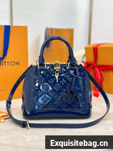 Louis Vuitton Monogram Vernis Alma BB Tote Bag M91606 BLUE
