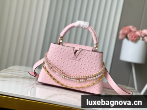 Louis Vuitton Ostrich Capucines BB M12345 pink