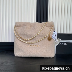 CHANEL 22 HANDBAG wool AS3261 Beige