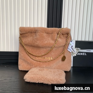 CHANEL 22 HANDBAG wool AS3261 Brown