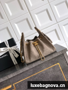 CHANEL 25 MINI HANDBAG Suede AS5631 gray