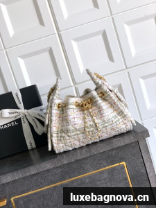 CHANEL 25 MINI HANDBAG Woolen tweed AS5631 Cream