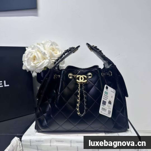 CHANEL 25 SMALL ORIGINAL LEATHER HANDBAG AS5293 Black Gold&Silver-Tone