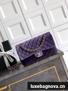 CHANEL Classic 11.12 Handbag velvet A01112 Purple