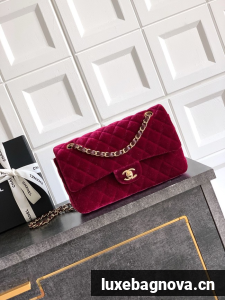 CHANEL Classic 11.12 Handbag velvet A01112 red