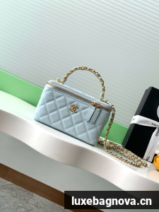 CHANEL Classic Small Vanity with Chain AP4799 light blue