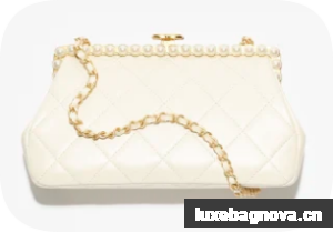 CHANEL Clutch Pearly Lambskin AS5912 Light Beige