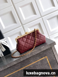 CHANEL Clutch Pearly Lambskin AS5912 red