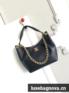 CHANEL Hobo Bag Calfskin AS5970 black