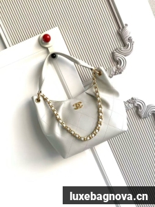 CHANEL Hobo Bag Calfskin AS5970 white