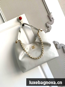 CHANEL Hobo Bag Lambskin AS5978 white