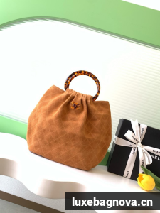 CHANEL Hobo Bag Suede AS6010 Camel