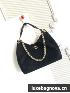 CHANEL Hobo Bag Suede Calfskin AS5978 black