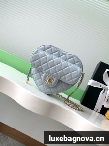 CHANEL Lambskin Heart Bag AS5764 Light blue
