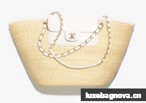 CHANEL Large Tote AS5952 Beige & White
