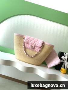 CHANEL Large Tote AS5952 Beige & pink