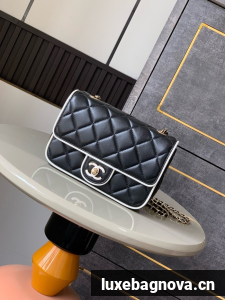 CHANEL MINI FLAP BAG Lambskin AS5151 Black & White